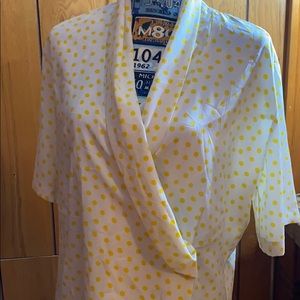 White and Yellow polka dots top